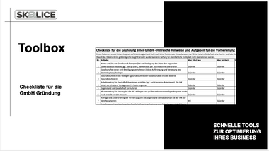 Checkliste Gründung GmbH Deckblatt